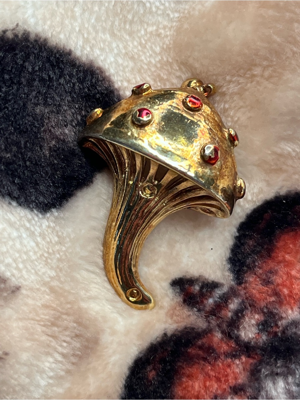 Vintage Red Spotted 60’s Mushroom Brooch